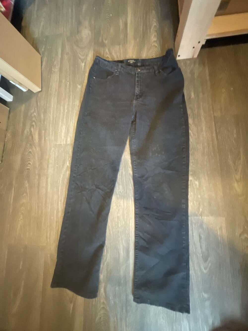 Riders by Lee Black Stretch Straight Leg Jeans, Women's Size 16L